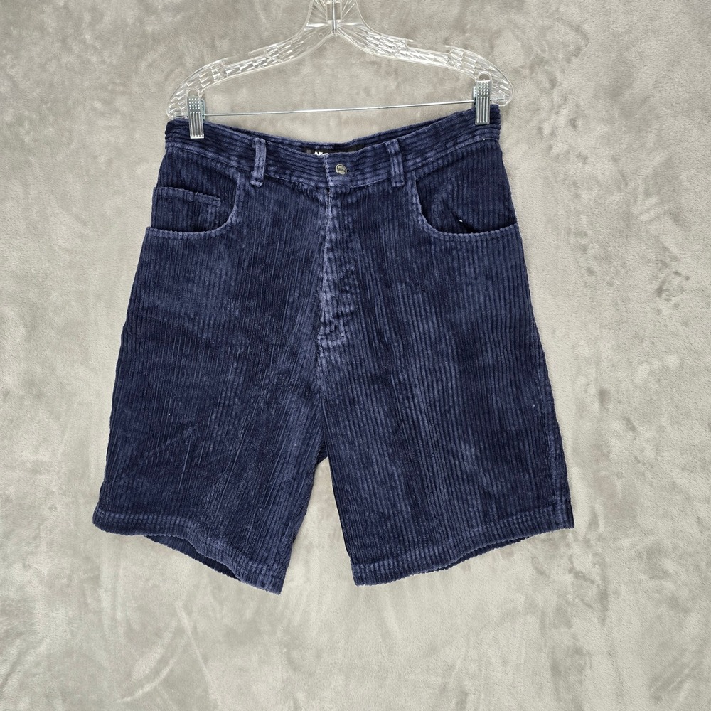 Vintage No Fear Corduroy Shorts Mens 32 Navy Blue Wide Wale Skater Y2K Baggy